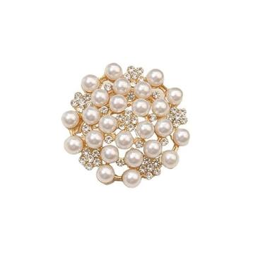 Imagem de Broche de pérola para mulheres, blazer vestido, jaqueta, alfinetes, fantasia vintage, acessórios de joias de casamento, Medium, Pérola sintética, Sem Pedra Preciosa
