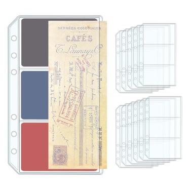 Imagem de 12 bolsos para fichário A6, envelopes transparentes de PVC dupla face, 1 lado, 1 bolso, 1 lado, 3 bolsos, bolsas para fichário para orçamento