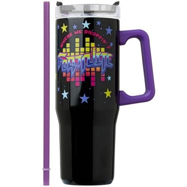Imagem de Get Trend Copo isolado Fortnite com canudo para crianças, adolescentes, adultos, copo de aço inoxidável reutilizável de 947 ml para bebidas quentes ou frias, presente de caneca de viagem (Black