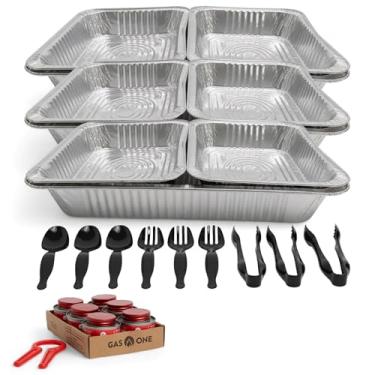 Imagem de Alpha Living Kit de refil de buffet descartável grande tamanho completo com 30 peças - Capas, utensílios, latas de combustível apenas - Conjunto de pratos premium por atrito para eventos, festas