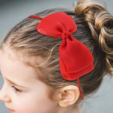 Imagem de Tiara de renda vermelha com laço duplo para mulheres, faixa de cabelo de chiffon macio, decoração de festa de Dia das Bruxas, decoração de festa de aniversário, baile de máscaras de Natal, cosplay