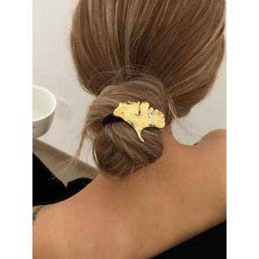 Imagem de Conjunto de grampos de cabelo de folha de ginkgo dourado elegante para mulheres acessórios modernos