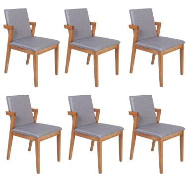 Imagem de Conjunto 6 Cadeiras Estofadas Luna Cinza Escuro