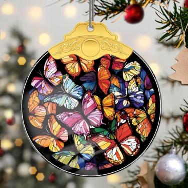 Imagem de Enfeites de Natal para pendurar em cristal de borboleta, enfeites de árvore de Natal feitos à mão, decoração de carro e casa - presentes de Natal, decoração de artesanato em acrílico, ideias de troca