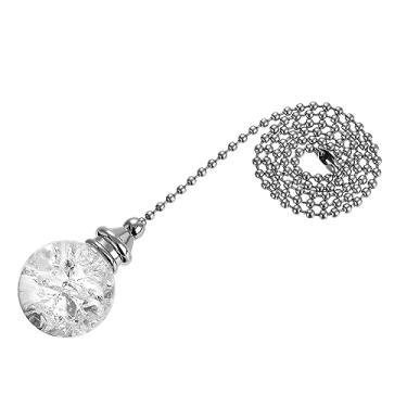 Imagem de Corrente de puxar para ventilador de teto de 50 cm, extensão de enfeite de corrente decorativa de cristal, pingente de bola rachada no gelo com contas de 30 mm de diâmetro, transparente