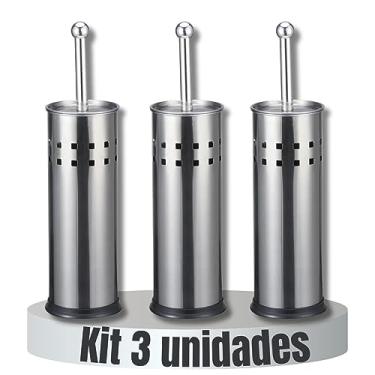 Imagem de Liz KO Kit 3 Escova Vaso Sanitário Limpar Privada Banheiro Inox