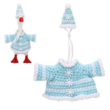 Imagem de Inverno 17,78cm Mini Mesa Ganso Roupas, Floco de Neve Tricô Ganso Roupa & Chapéu para Mesa Gansos Magnéticos Chaveiro Natal Feriado Pequeno Animal Estátua Decoração