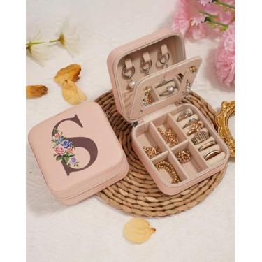 Imagem de Organizador de joias de viagem com espelho | Caixa de joias portátil pequena | Presentes de aniversário e Natal para mulheres | Suporte de armazenamento de joias para anel e organizador de colar