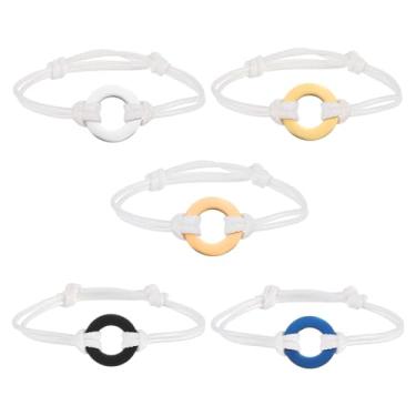 Imagem de PATIKIL Pulseira de estampagem de arruela de 21 mm/0,83", 5 conjuntos de pulseiras de arruela de aço inoxidável em branco com nó deslizante ajustável para fazer você mesmo, acessórios artesanais