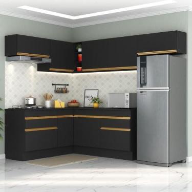 Imagem de Cozinha Completa De Canto Com Rodapé Multimóveis Preta - MULTIMOVEIS