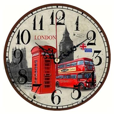 Imagem de Relógio de parede Creative London com tema Big Ben Red Bus
