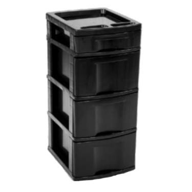 Imagem de Gaveteiro Organizador Plástico 4 Gavetas Com Rodinhas(Preto)