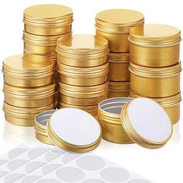 Imagem de Patelai 72 latas de 56,7 g, 113 g com tampa de parafuso e etiquetas, latas redondas de alumínio, recipientes de pomada para viagem, cosméticos, latas de metal para velas, barras de loção, bálsamos