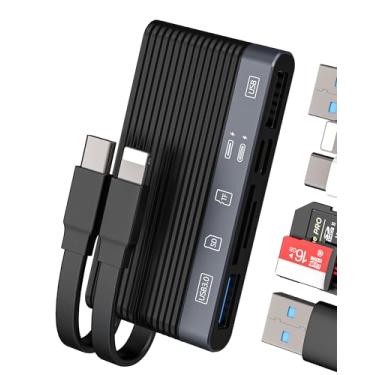 Imagem de Leitor de cartão SD para iPhone 17 16 14 Pro Max (6 em 1) USB C Lightning para cabo TF OTG adaptador carregador câmera digital cartão de memória micro SD acessórios de fotografia para iPad para Apple