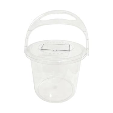 Imagem de Fenteer Balde transparente com alça, multiuso, com tampa, 13,5L, ideal para limpeza de pisos, camping, banheiro e uso doméstico.