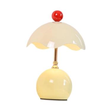 Imagem de Fenteer Abajur de mesa, Abajur de cabeceira, Luminária de cabeceira moderna, Luz noturna LED para mesa, ideal para quarto, casa, quarto infantil, café e, Bege