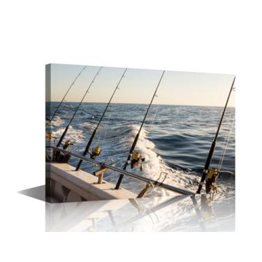 Imagem de Arte de parede preto e branco Imagens de equipamentos de pesca pinturas de molinete de vara de pesca 1 peça arte de parede em tela decoração de casa para sala de estar arte moderna moldura de madeira