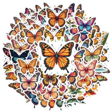 Imagem de 100 peças de adesivos florais coloridos de borboleta, inseto, natureza, adesivos de graffiti, inspirados na natureza, adesivos DIY para celular, laptop, scrapbook, bicicleta, laptop, bagagem, álbum de