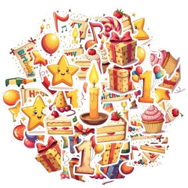 Imagem de 35 peças adesivos de aniversário comemoração festa aniversário adesivos brinquedo festa festivo decalques para mala geladeira telefone bagagem laptop guitarra carro adesivos brinquedos guitarra laptop