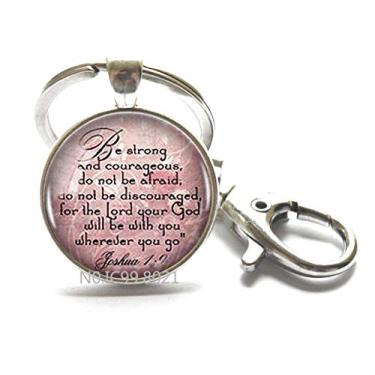 Imagem de JOSHUA 1: 9 Chaveiro Escritura Citação Incentivação Biblica Citação Bijuteria Verso Bíblia Chaveiro Presente Cristão Judaica Courage Faith Hope.XT025, A, 20mm