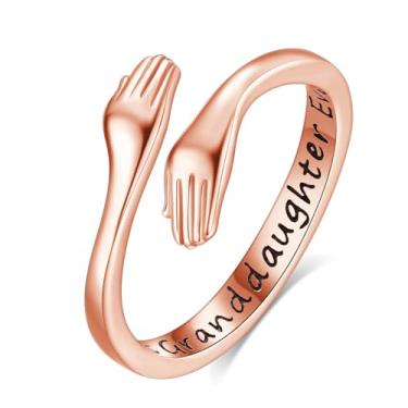 Imagem de INFUSEU Anel de abraço para neta presentes da avó bonito ouro rosa joia feliz aniversário grande esperança, melhor neta de todos os tempos