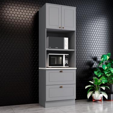 Imagem de Paneleiro Torre Quente 2 Portas 2 Gavetas em MDF Americana C351 Henn - Cinza