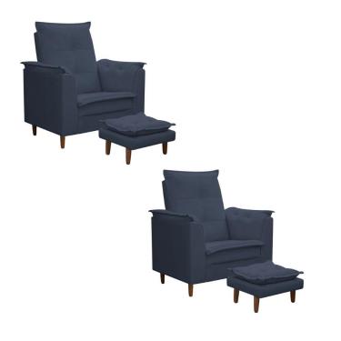 Imagem de Kit 02 Poltronas Maria Para Amamentação E Descanso Com Puff Confortável Suede Azul Marinho Mabe Magazine