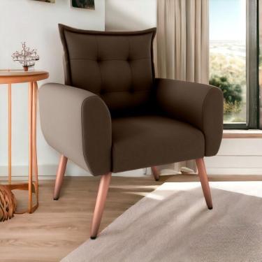 Imagem de Poltrona Decorativa Para Sala Ravi Suede Marrom