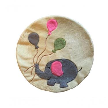 Imagem de Tapete Pelúcia Elefante 90Cm X 90Cm Redondo Decorativo Quarto Infantil Base Emborrachado - Palha