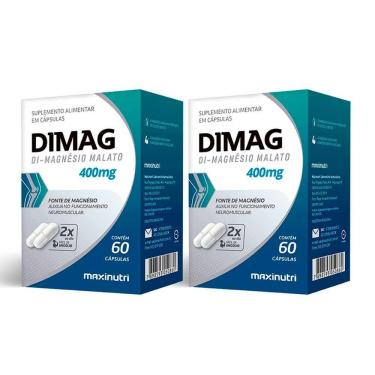 Imagem de Kit 2 Dimag Dimalato De Magnésio 400mg Maxinutri 60 Cápsulas