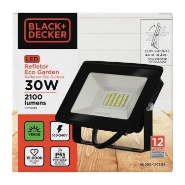Imagem de Refletor Led Eco Garden Verde Biv 30w 2100lm Black + Decker