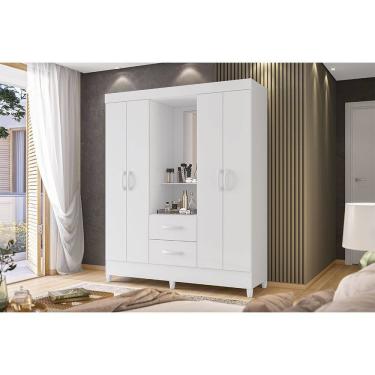 Imagem de Guarda Roupa Solteiro Malibu com 4 Portas e 2 Gavetas com Espelho Moveis Albatroz