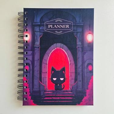 Imagem de Planner Semanal 2026 Agenda Permanente Bullet Journal Notas Wire-O Espiral Gato Vampicat A5 (Vampicat castelo - Datado: 2026)
