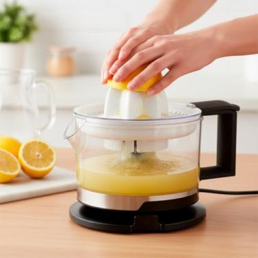 Imagem de Espremedor Elétrico de Frutas Cítricas 100W – Extrator de Suco Automático 850ml, Retém Bagaço e Sementes, Prático e Rápido para Laranja e Limão (Preto) - 220V