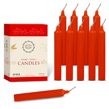 Imagem de Raajsee Pacote de 20 mini velas cônicas sem cheiro, vermelho | 12 cm (A) varas de jantar | Sem fumaça e sem gotejamento | Cera de parafina com mechas de algodão | Longo tempo de queima