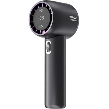 Imagem de FUNJEO Ventilador portátil, velocidade (1-199) ventilador turbo portátil, 3600 mAh operado por bateria sopro de ar frio com visor digital, itens essenciais de viagem para mulheres, homens, esportes