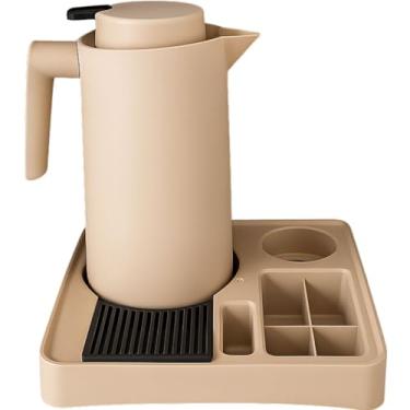 Imagem de Kit Garrafa Térmica 1L VerCelli com Bandeja Cantinho Café Organizadora Porta Copo Sachê Servire 1 (BEGE)