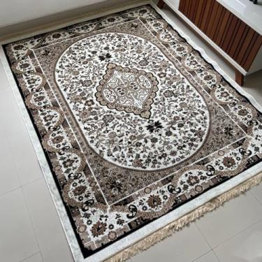 Imagem de Tapete Sala Belga Persa Turco 200x250 Luxo Franja Medalhão Importado