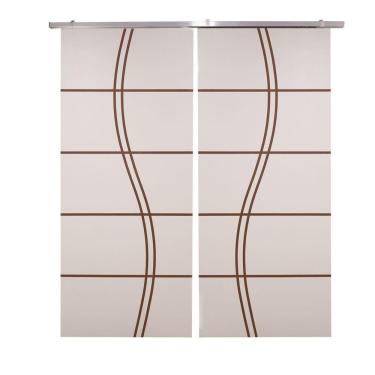 Imagem de Porta Dupla Branco Prime Frisada Kit Alumínio Fs Duplo - 210x120