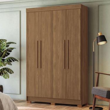 Imagem de Guarda-Roupa Solteiro Iporá 4 Portas 2 Gavetas Jatoba - Pnr Móveis