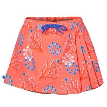 Imagem de Short Saia Mini Coral Glow Em Tecido Stretch Cós Elástico Com Cordão A