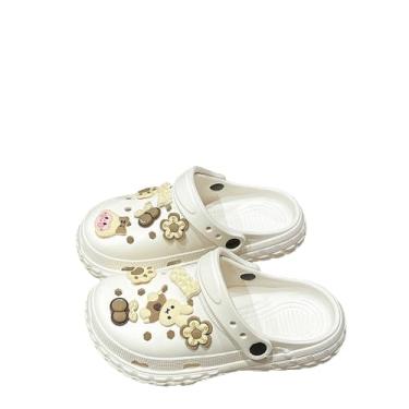 Imagem de Hole Shoes, unissex adulto, chinelos e sandálias de dupla finalidade, faça você mesmo, macio e resistente ao desgaste (menina caramelo branco, adulto, feminino, 11, digital, sistema de calçados dos