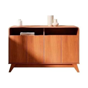 Imagem de Buffet Aparador Eccos 4 Portas Nature Peça Moderna e Funcional, com Amplo Espaço Interno, Acabamento Elegante em mel para Organizar e Decorar Salas de Jantar ou Estar com Charme e Praticidade