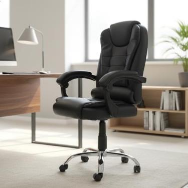 Imagem de Cadeira de Escritório Presidente Gloria Back Giratória com Design Ergonômico, Braços Acolchoados e Estrutura Reforçada,Encosto Reclinável – Suporte até 120 kg