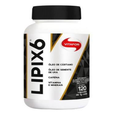 Imagem de Lipix 6 Óleo de Cártamo, Semente de Uva, Cafeína, Vitamina B3 e Minerais 1g Vitafor 120 Cápsulas