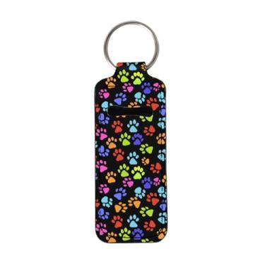 Imagem de gearider Porta-chaves femininas coloridas com estampa de pata e protetor labial de neoprene