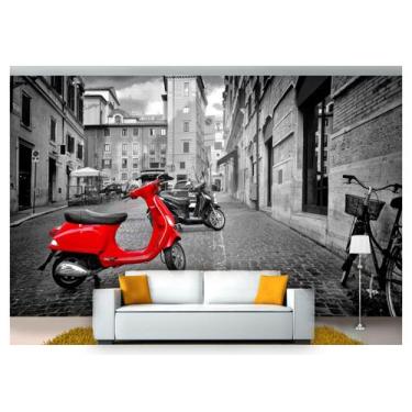 Imagem de Papel De Parede Cidade Antiga Europa Vespa 3D Ncd199 - Você Decora