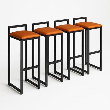 Imagem de Kit 4 Banqueta Corino Balcão Industrial Cozinha Gourmet Bar Caramelo