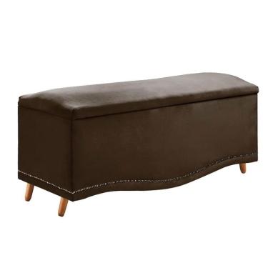 Imagem de Calçadeira Sapateira Baú Holanda 90cm De Largura Veludo Star Confort Marrom Chocolate