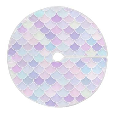 Imagem de Blueangle Saia de árvore de Natal de sereia Kawaii de 120 cm - poliéster macio e resistente a rugas, decoração de férias para festas de Natal, árvore festiva e decoração de casa (965)